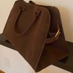 Brown faux suede bag, new